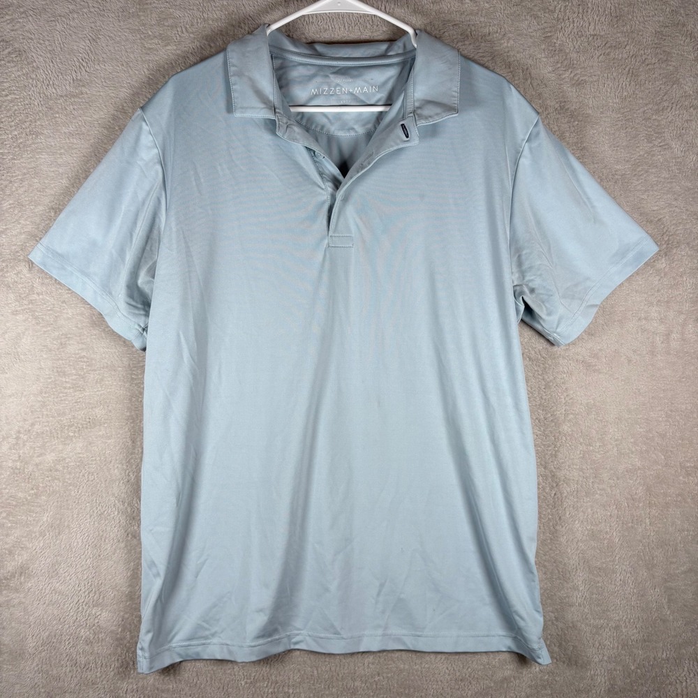 Mizzen+Main Polo Shirt Mens Large Light Blue Phil Mickelson Golf Performance Top